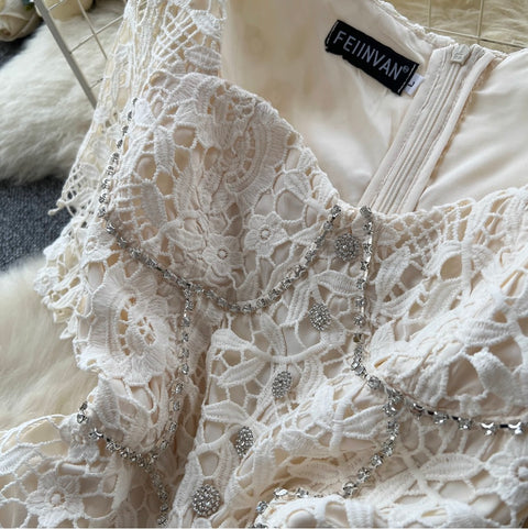 High-end Rhinestone Studded Embroidery Dress