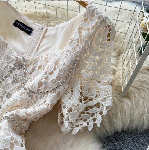 High-end Rhinestone Studded Embroidery Dress