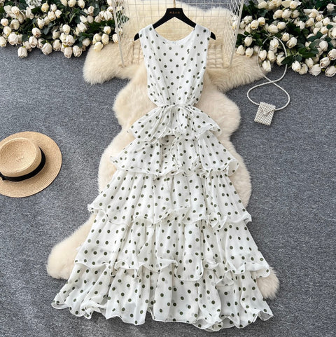 Niche Polka Dot Cake Vest Dress