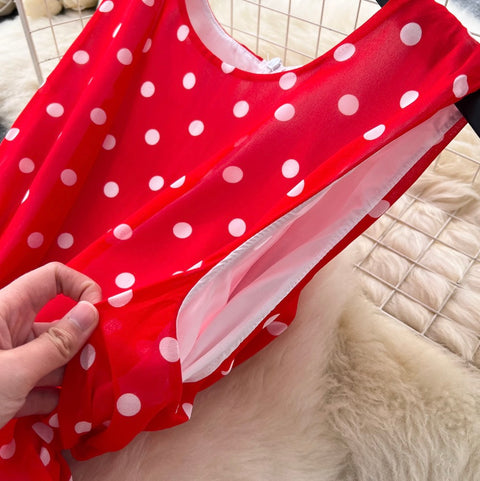 Niche Polka Dot Cake Vest Dress