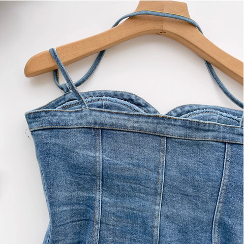 Chic Single-breasted Denim Camisole