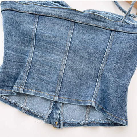 Chic Single-breasted Denim Camisole