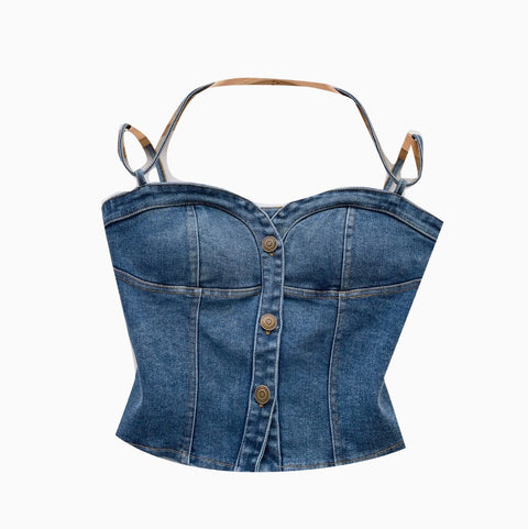 Chic Single-breasted Denim Camisole