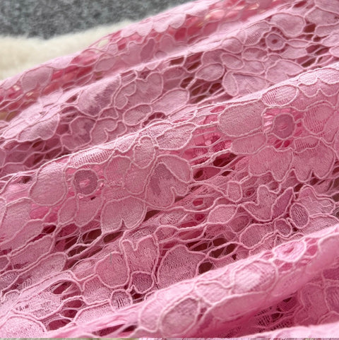 Rhinestone Round Collar Lace Dress