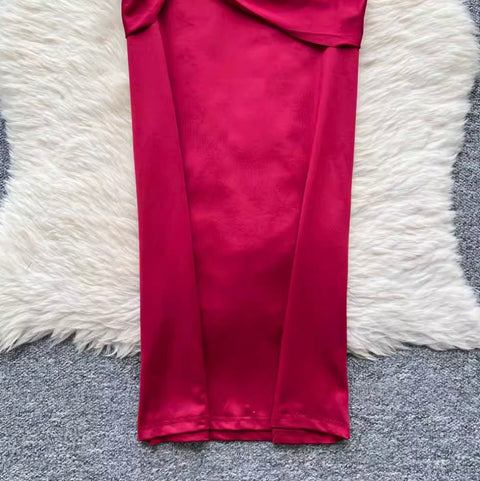 Premium Metal Flower Halter Dress