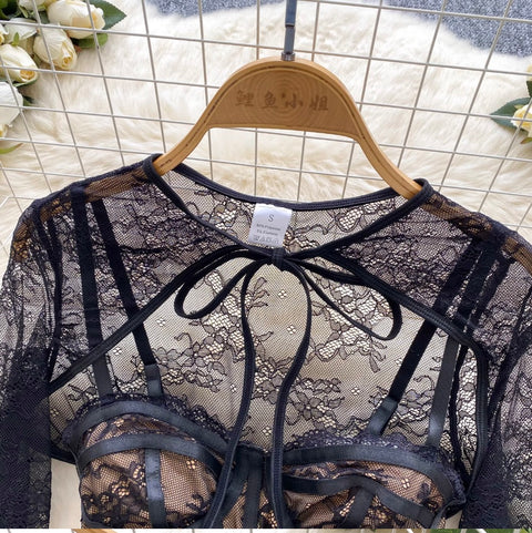 Black Lace Cape & Camisole 2Pcs