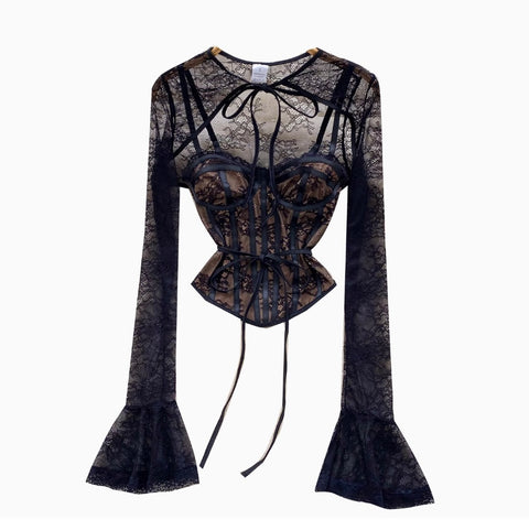 Black Lace Cape & Camisole 2Pcs