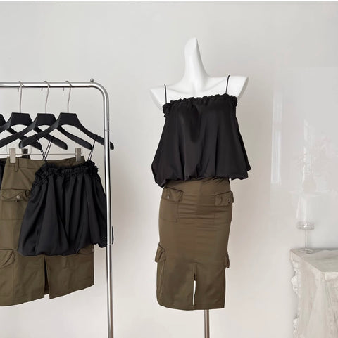 Hottie Black Camisole & Skirt 2Pcs