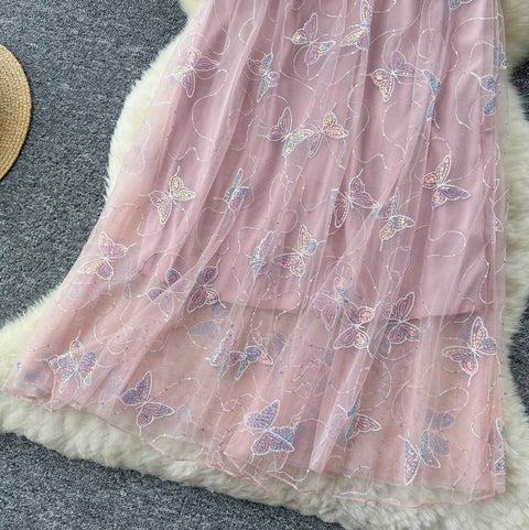 Sweetie Butterfly Sequined Mesh Skirt