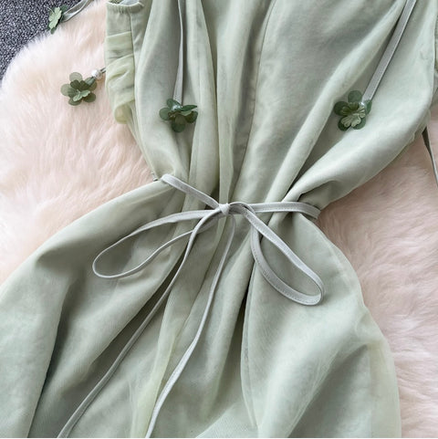 Fairy Green Mesh Slip Dress