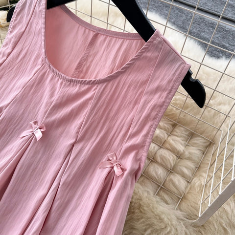 Bow Pleated Top & Skirt Casual 2Pcs