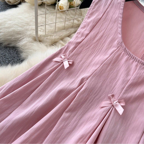 Bow Pleated Top & Skirt Casual 2Pcs