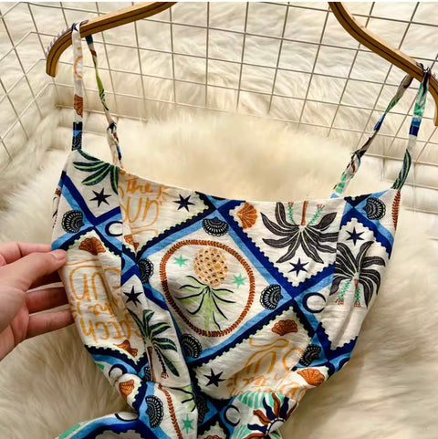 Bohemian Style Pattern Printed Slip Dress