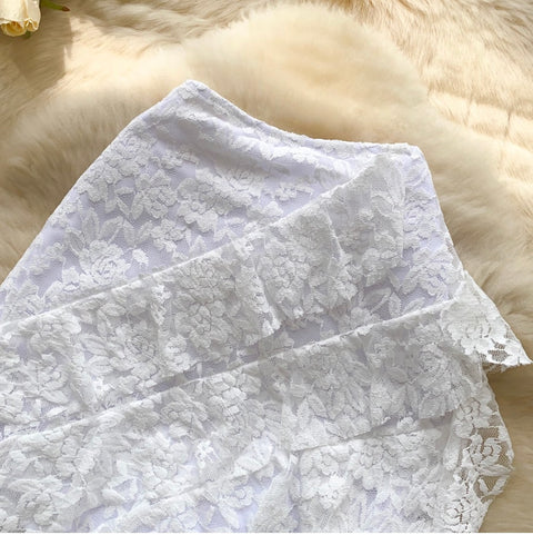 Irregular Design Hollowed Lace Skirt
