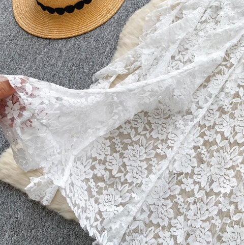 Irregular Design Hollowed Lace Skirt