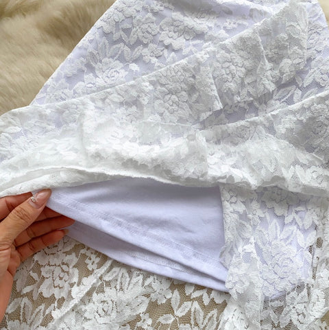 Irregular Design Hollowed Lace Skirt