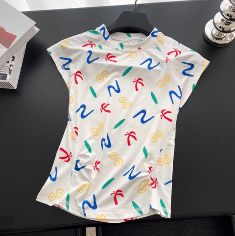 Chic Round Collar Printed T-shirt