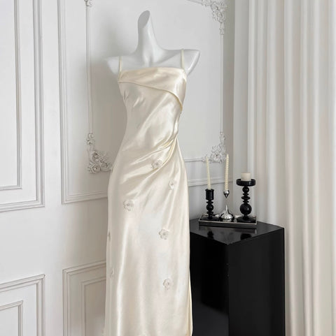 Premium Beaded Satin Slip Dress