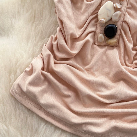 Bohemian Style Rhinestone Studded Halter Top