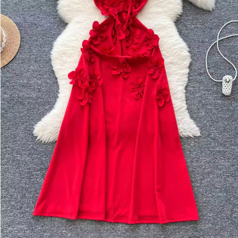 3D Ruffled Flower Sleeveless Dress