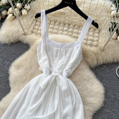 Fairy White Hollowed Embroidery Slip Dress