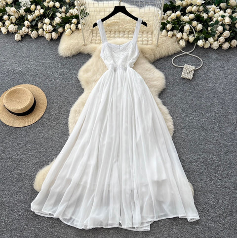 Fairy White Hollowed Embroidery Slip Dress