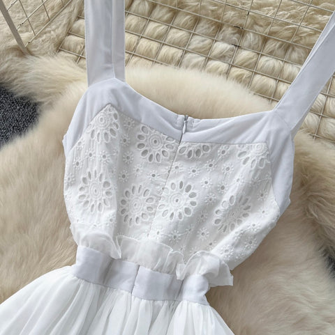 Fairy White Hollowed Embroidery Slip Dress