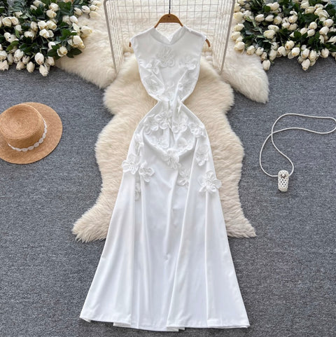 3D Ruffled Flower Sleeveless Dress