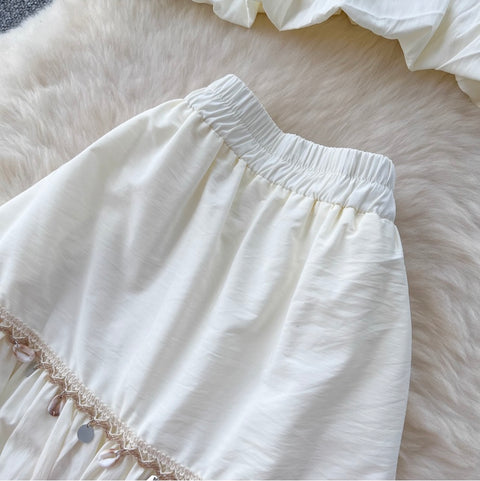 Fringed Bead Halter Top & Skirt 2Pcs