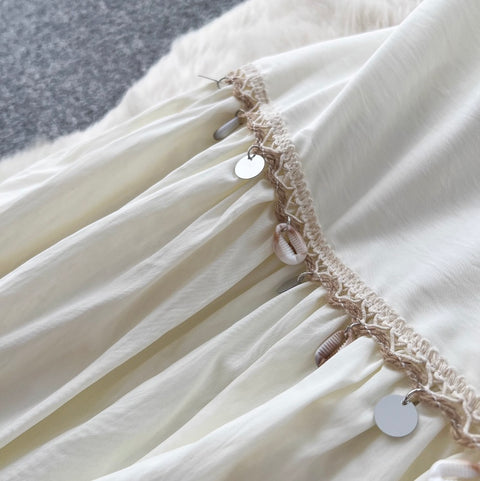 Fringed Bead Halter Top & Skirt 2Pcs