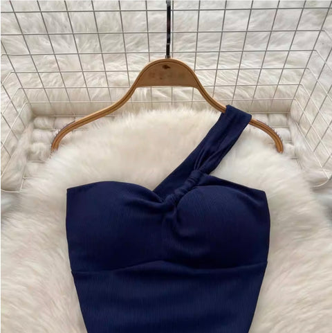 One-shoulder Camisole & Trousers 2Pcs