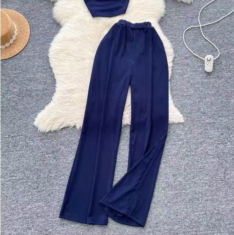One-shoulder Camisole & Trousers 2Pcs