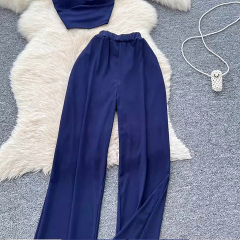 One-shoulder Camisole & Trousers 2Pcs