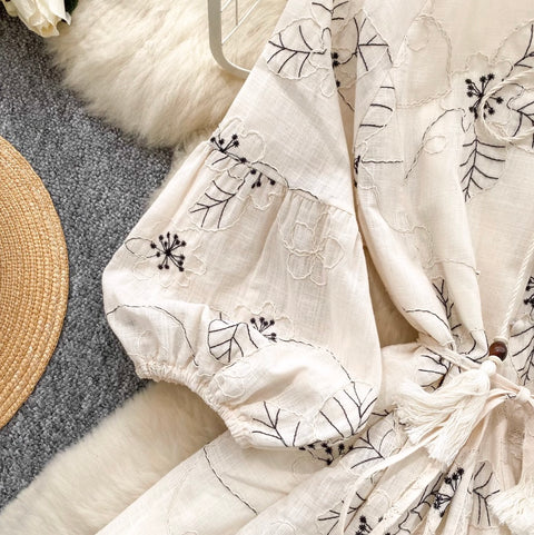 Bohemian Puffy Sleeve Printed Doll Dress