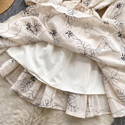 Bohemian Puffy Sleeve Printed Doll Dress