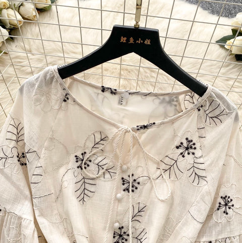 Bohemian Puffy Sleeve Printed Doll Dress