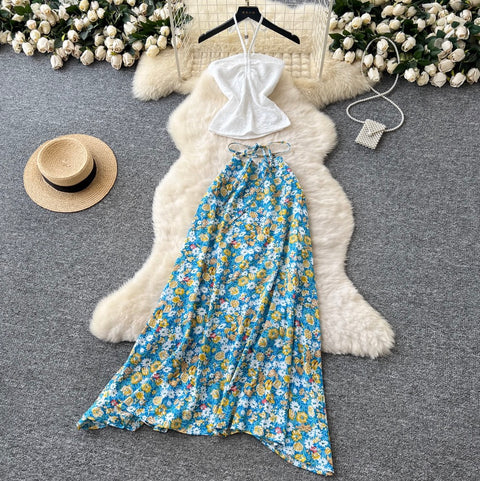 Halter Top & Printed Skirt Holiday 2Pcs