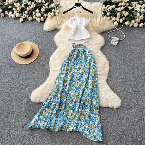 Halter Top & Printed Skirt Holiday 2Pcs