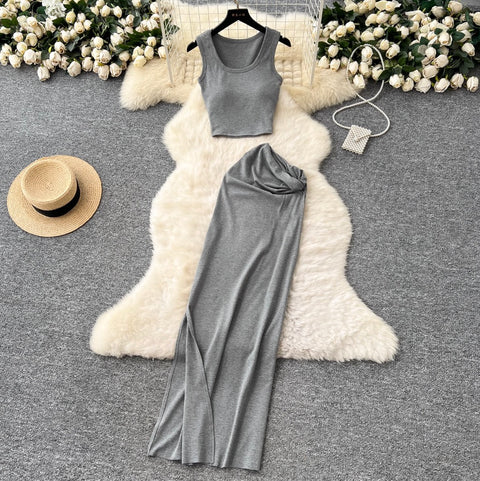 Camisole & Knotted Skirt Casual 2Pcs