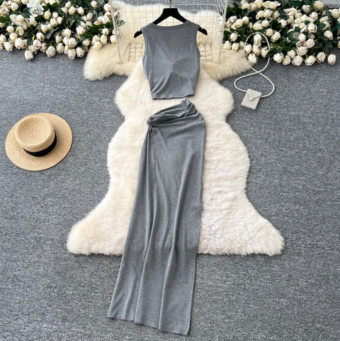Camisole & Knotted Skirt Casual 2Pcs