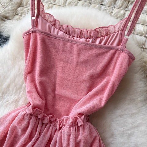 Draped Pink Chiffon Slip Dress