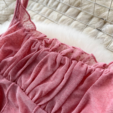 Draped Pink Chiffon Slip Dress