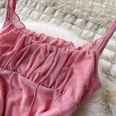 Draped Pink Chiffon Slip Dress