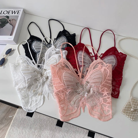 Beaded Crochet Padded Butterfly Camisole