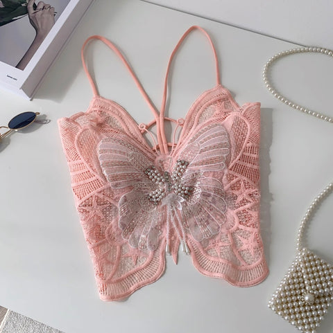 Beaded Crochet Padded Butterfly Camisole