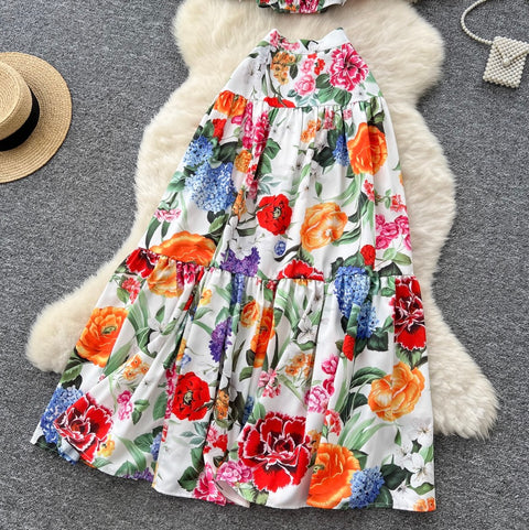 Puffy Top & Skirt Floral Printed 2Pcs