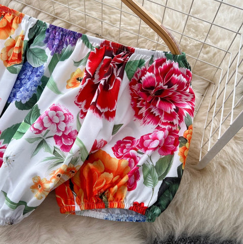 Puffy Top & Skirt Floral Printed 2Pcs