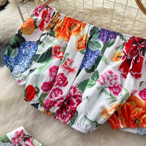 Puffy Top & Skirt Floral Printed 2Pcs