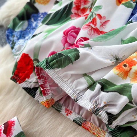 Puffy Top & Skirt Floral Printed 2Pcs