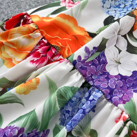 Puffy Top & Skirt Floral Printed 2Pcs